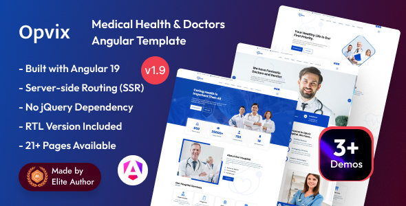 Opvix – Medical Health & Doctors Angular 19+ Template