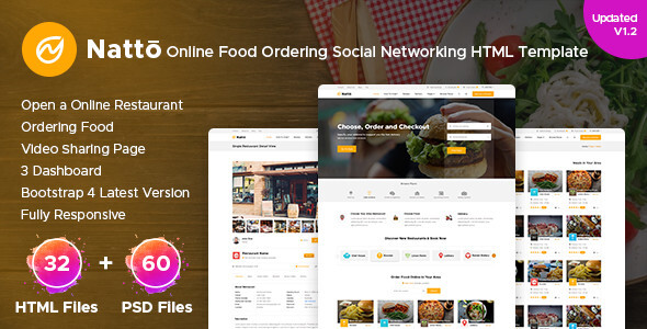 Natto – Online Food Ordering Social Networking Html Template