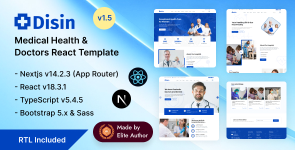 Disin – Medical Health & Doctors React Nextjs 14+ Template