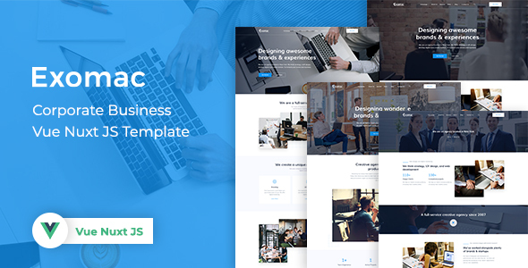 Bootstrap Vue Template for Corporate Business using Nuxt JS – Exomac