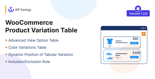 WooCommerce Product Variation Table – Tabular Format, Grid View of Variation, Table Customization