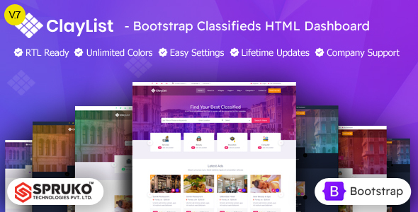 Claylist – Bootstrap Responsive Classifieds, Directory, Multipurpose Listing HTML Template