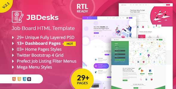JBDesks – Job Board and Dashboard HTML5 Template