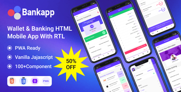 Bankapp – Wallet & Banking HTML Mobile Template With RTL