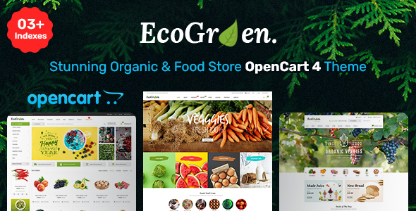 EcoGreen – Multipurpose Responsive OpenCart 4 Theme With Mobile Layouts (Organic Food Topic)