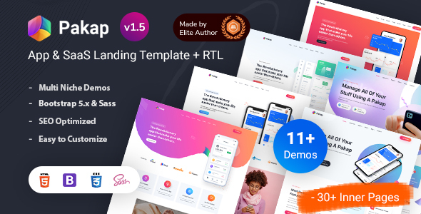 Pakap – App & SaaS Software Single Page Bootstrap 5 Template