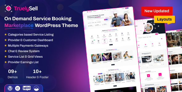 TruelySell – Service Marketplace, Booking & On Demand WordPress Theme