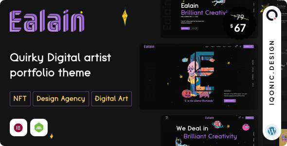 Ealain – Digital Artist Portfolio WordPress Theme with Figma