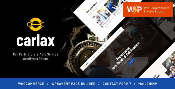 Carlax – Car Garage & Auto Repair Service WordPress Theme + Parts Store
