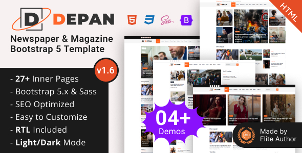 Depan – Newspaper & Magazine Bootstrap 5 Template