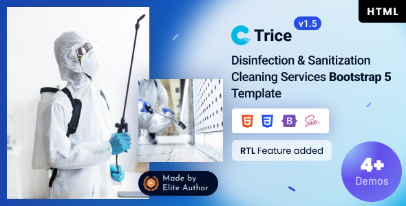 Trice – Disinfection & Sanitization Cleaning Services Bootstrap 5 Template