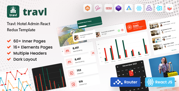 Travl : React Redux Hotel Admin Dashboard Template