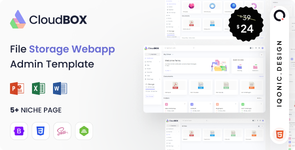 CloudBox – Secure File Storage Admin Dashboard Template (HTML)