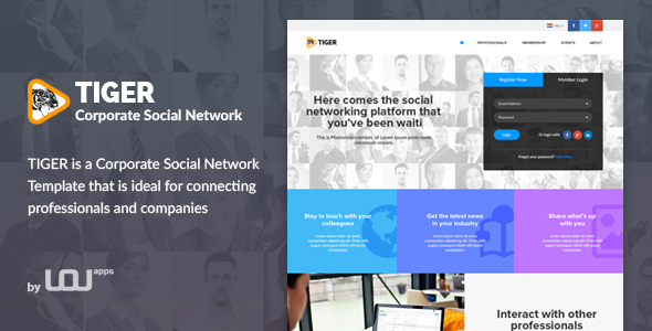 Tiger – Corporate Social Network HTML Template
