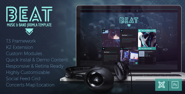 Beat – One Page Music & Band Joomla Template