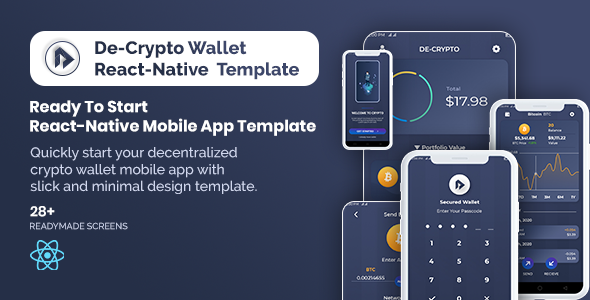 De-Crpyto Wallet – Cryptocurrency Mobile App React Native Template
