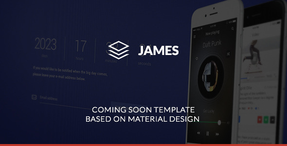 James – Material Design Coming Soon Template