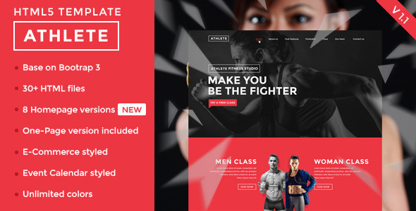Athlete – Fitness, Gym and Sport HTML template
