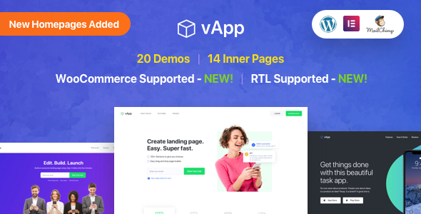 vApp – App Landing Page WordPress Theme