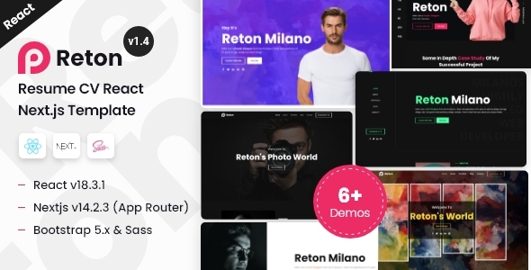 Reton – Resume CV React Nextjs 14+ Template