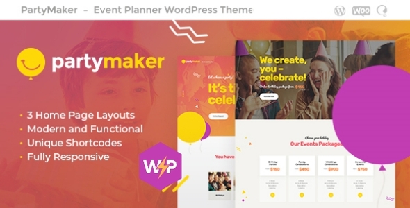 PartyMaker – Event Planner & Wedding Agency WordPress Theme