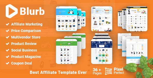 Blurb – Price Comparison with Review base Multivendor Coupon Store Affiliate Marketing HTML Template
