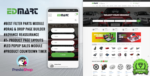 Edmart – Auto Parts &  Cars Store Prestashop Theme for Supermarket
