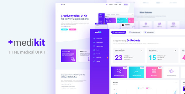 Medikit – Medical UI HTML Kit – Dashboard and Landing Page