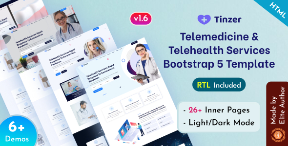Tinzer – Telemedicine & Telehealth Services Bootstrap 5 Template