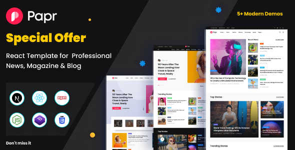 Papr: React Nextjs News and React Template
