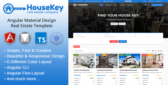 HouseKey – Angular 22 Material Design Real Estate Template