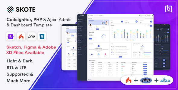 Skote – CodeIgniter, PHP & Ajax Admin Dashboard Template
