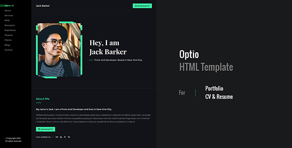 Optio – CV, Resume, vCard, Portfolio HTML Template