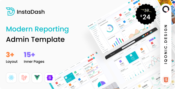 Instadash – Reporting Admin Dashboard Template (VueJS, HTML)