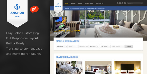 Anchor Inn – Hotel and Resort WordPress Theme