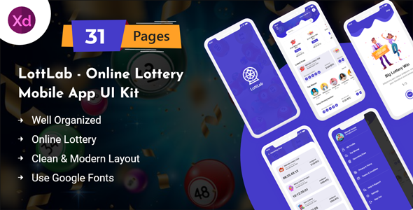 LottLab – Online Lottery Mobile App UI Kit
