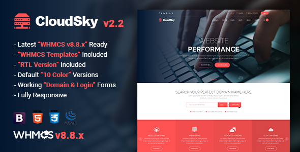 CloudSky – Multipurpose Domain, Hosting and WHMCS Template