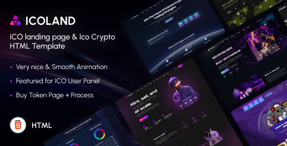 ICOLand – NFT landing page & Crypto HTML Template