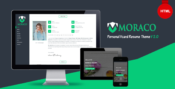 MORACO – Personal Vcard Resume HTML Template