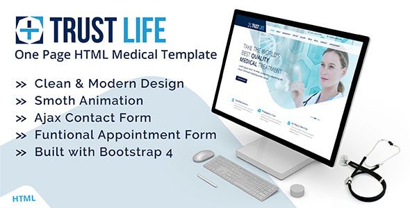 Trustlife – Medical and Health Landing Page HTML Template with RTL
