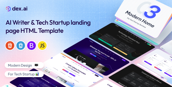 Dex.AI – AI Writer & Tech Startup Landing Page Template
