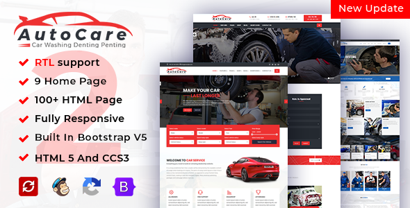 AutoCare – Car Service Car Washing & Car Repair Bootstrap Website Template