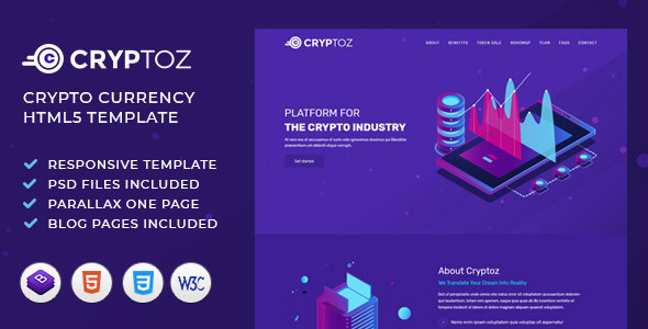 Cryptoz – ICO, Bitcoin And Crypto Currency HTML Template