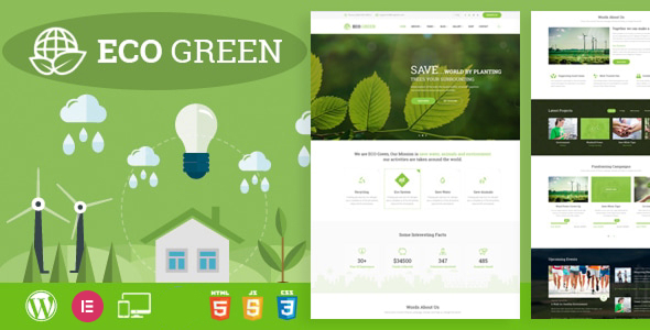 Eco Green – WordPress Theme for  Environment and Renewable Energy Company