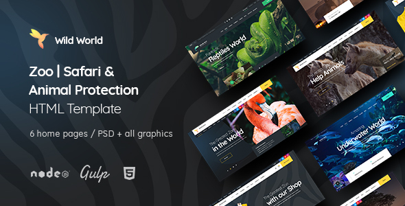 WildWorld – Zoo – Safari & Animal Protection Environment HTML Template