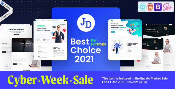 John – React Minimal HTML Portfolio OnePage Template