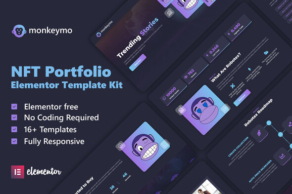 Monkeymo – NFT Portfolio Elementor Template Kit
